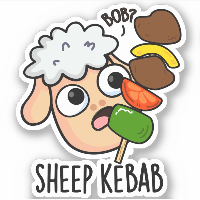 Sticker Mouton Kebab Drôle de Shish Kebab Pun  (Devant)