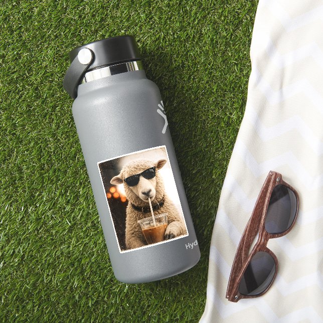 Sticker Moutons cools buvant du café glacé (HydroFlask Insitu)