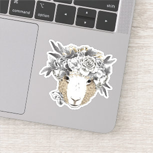 Sticker Moutons floraux de halo