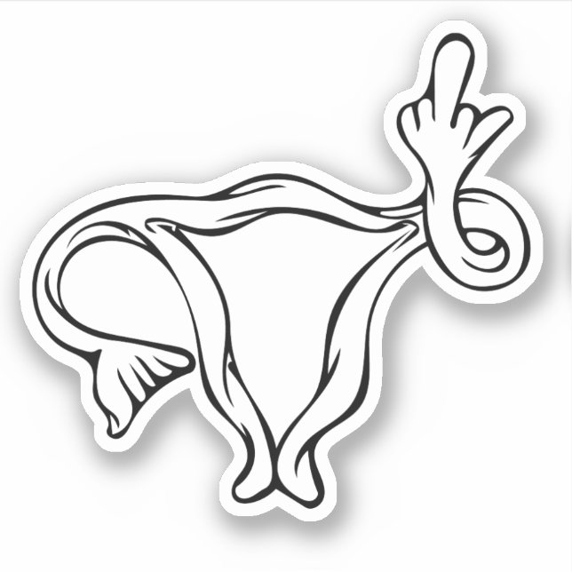 Sticker Moyen doigt Uterus Pro-choix féministe (Devant)