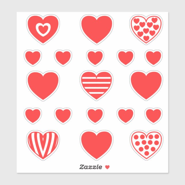 Sticker Moyen petit rouge Coeurs motif 2 (Feuille)