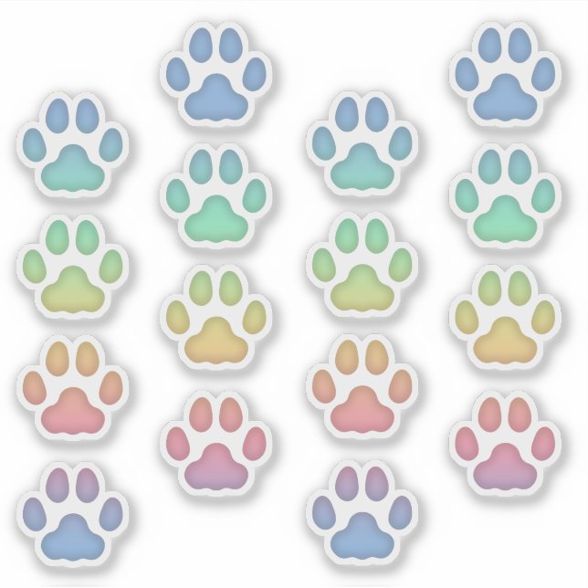 Sticker Moyenne Arc-en-ciel Pawprints Animal Tracks Decks (Devant)