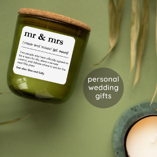 Sticker Mr and Mrs Personalized Wedding Gift Tag