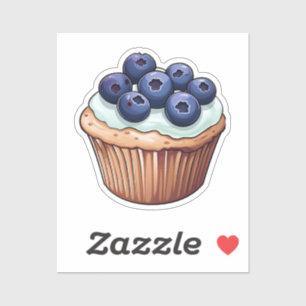 Sticker Muffin glacé en forme de dessin animé à la myrtill