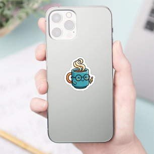Sticker Mug à café Kawaii mignon portant des lunettes de l