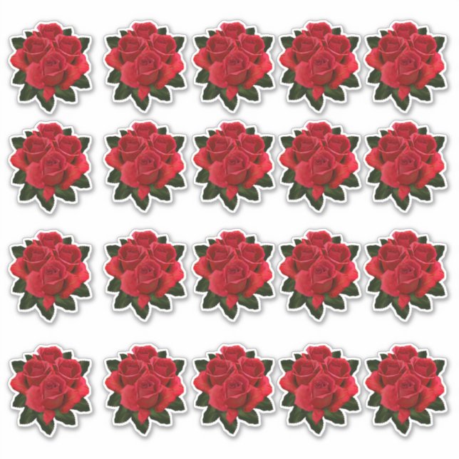 Sticker multiple Bouquet Rose rouge (Devant)