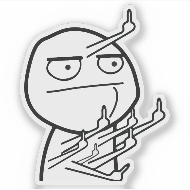 Sticker Multiple Middle Fingers Rage Face Meme Mug (Devant)