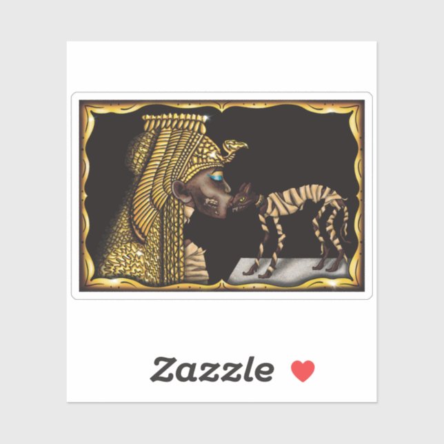 Sticker Mummy égyptienne Cleopatra, maman chatte d'Hallowe (Feuille)