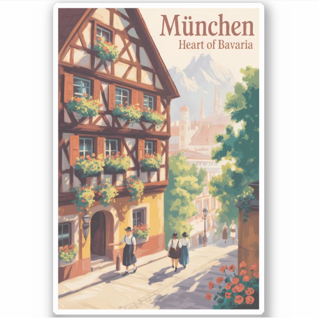Sticker Munich Germany Bavaria Illustration Travel Art (Devant)