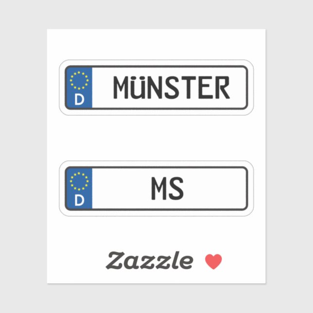 Sticker Munster kennzeichen, Plaque allemande d'immatricul (Feuille)