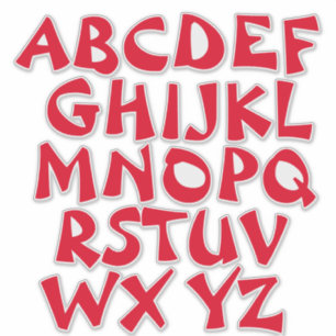 Sticker Mur Alphabet transparent en lettres rouges
