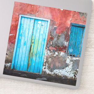 Sticker Mur, porte et volets colorés