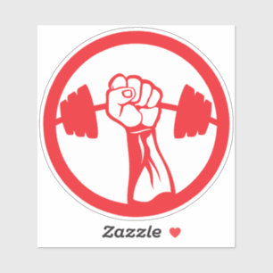 Sticker musculation bodybuilding logo poing fermer haltere