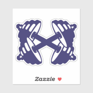 Sticker musculation haltere bodybuilding croise 15