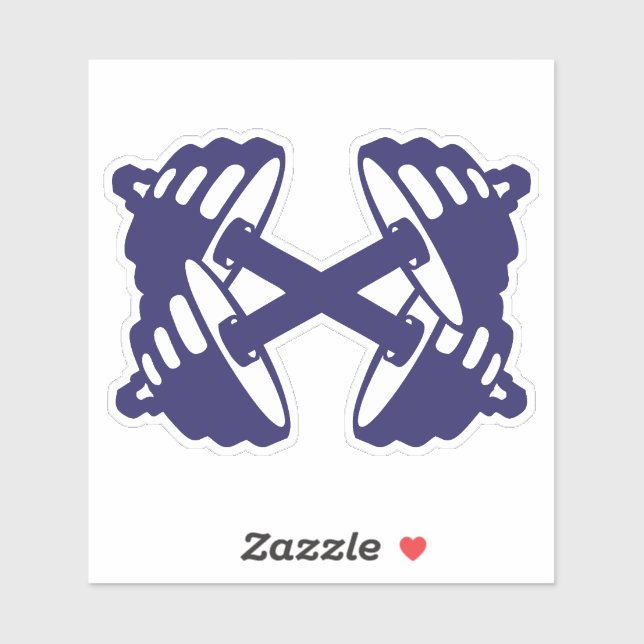 Sticker musculation haltere bodybuilding croise 15 (Feuille)