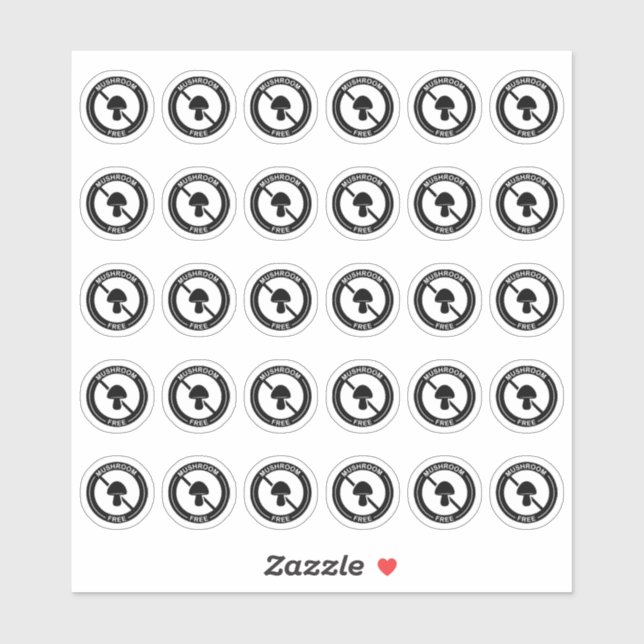 Sticker Mushroom Free Wedding Place Card Mini Food Allergy (Feuille)