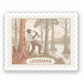 Sticker Musicien de jazz vintage de Louisiane - Timbre Bay