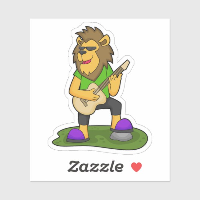 Sticker Musicien Lion Guitare Musique (Feuille)