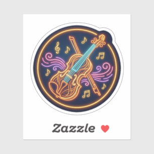 Sticker Musique Classique Violon Néon Art Lumineux