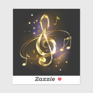 Sticker Musique de clé de sol en or