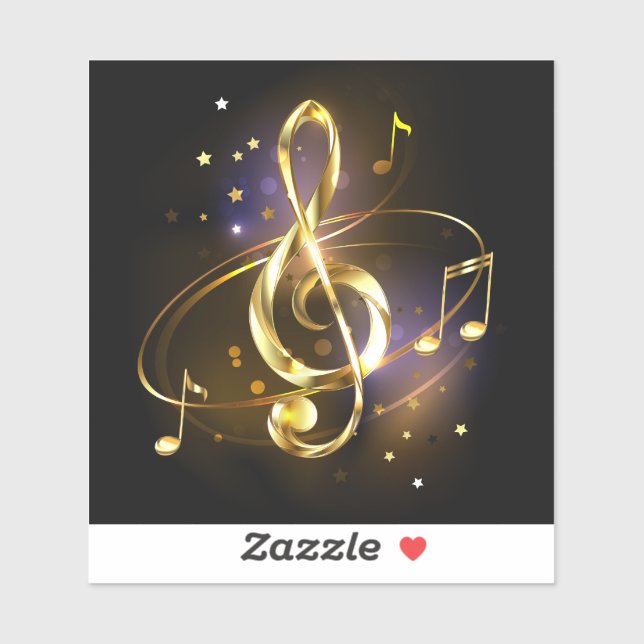 Sticker Musique de clé de sol en or (Feuille)