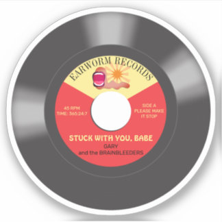Sticker Musique earworm 45 disque vinyle simple personnali