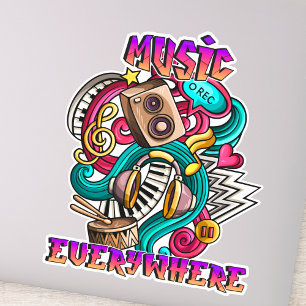 Sticker Musique partout graffiti Custom-Cut Vinyl