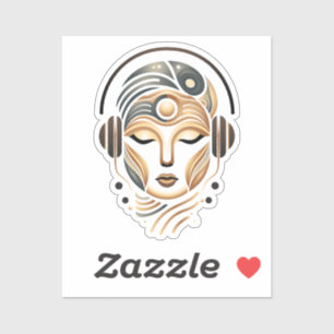 Sticker Musique Zen Minimaliste Déesse Géométrique Abstrai