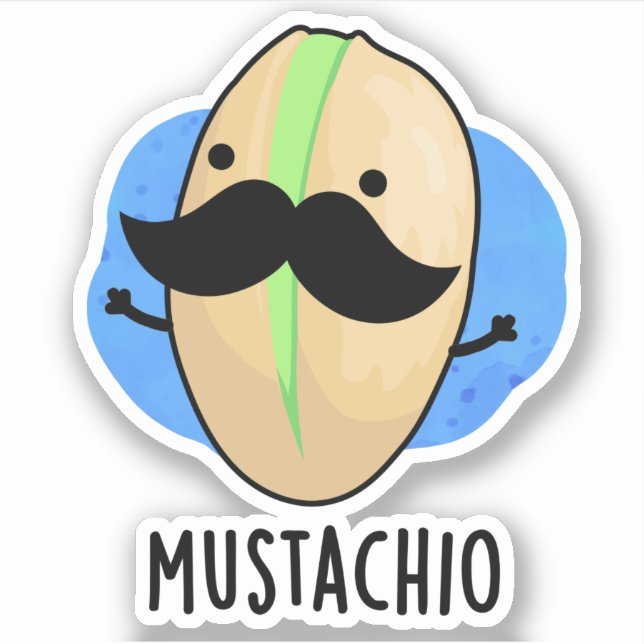 Sticker Mustachio Funny Pistachio Mustache Pun (Devant)