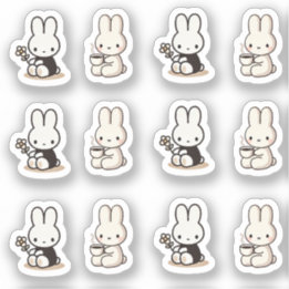 Sticker My little tiny bunny with cup and flower