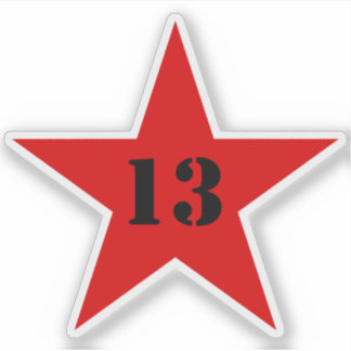 Sticker My Lucky Number Star - Numéro 13 (rouge)