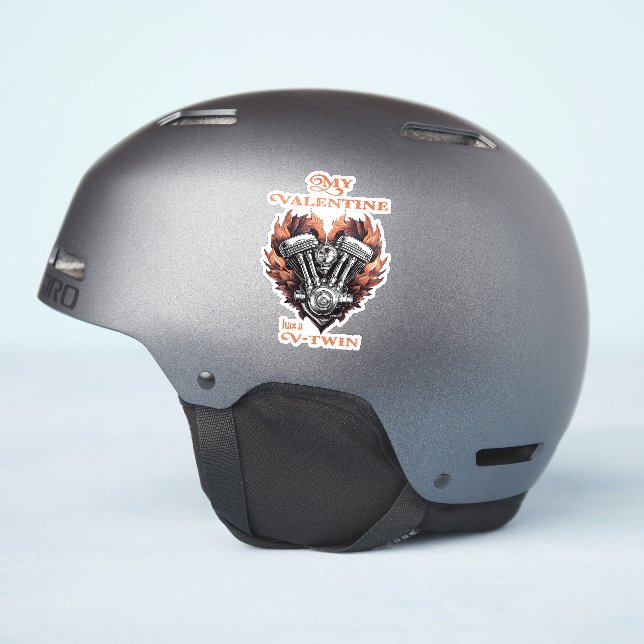 Sticker My Valentine has a V-Twin, style Biker (Côté casque)