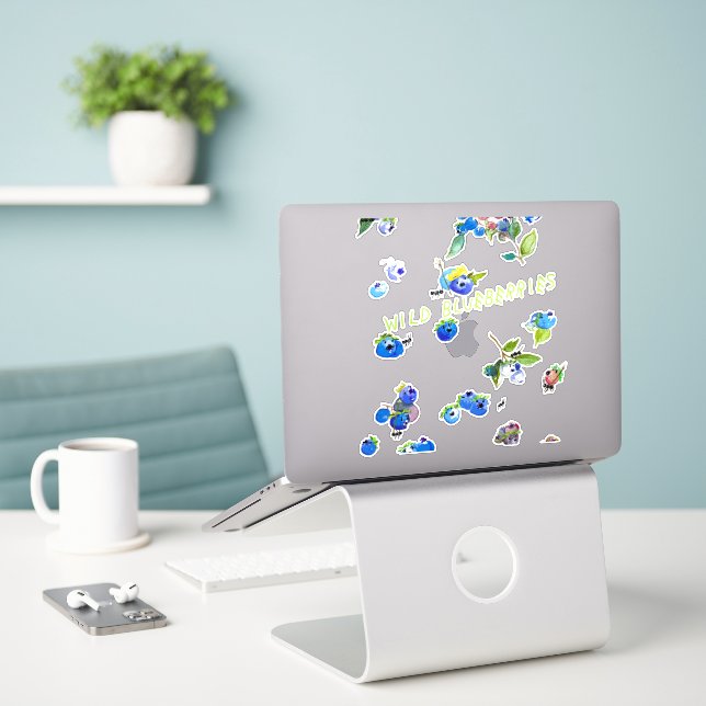 Sticker Myrtille Sauvage (Ordinateur portable sur le bureau)