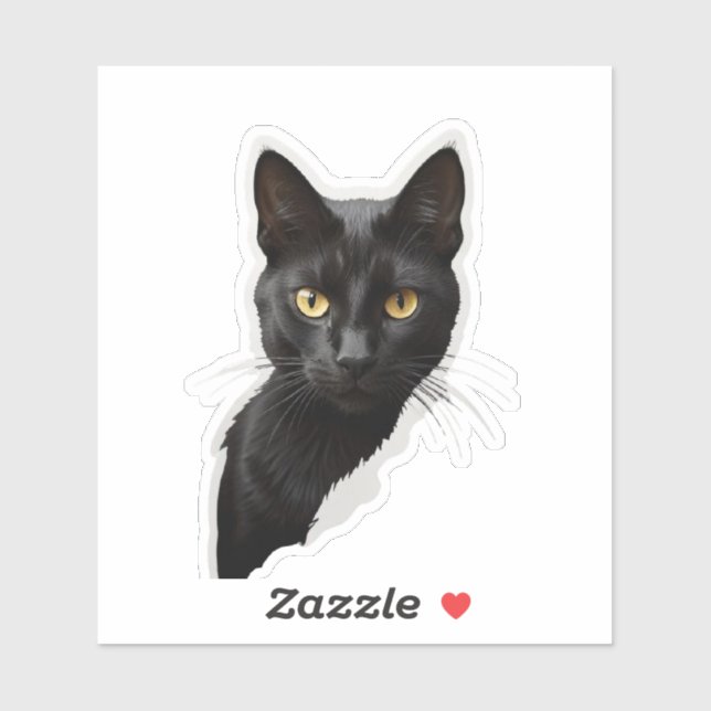 Sticker Mystère chat noir aux yeux pointus (Feuille)