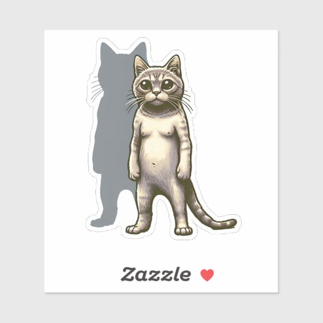 Sticker Mystérieuse Chat avec Silhouette Ombre (Feuille)