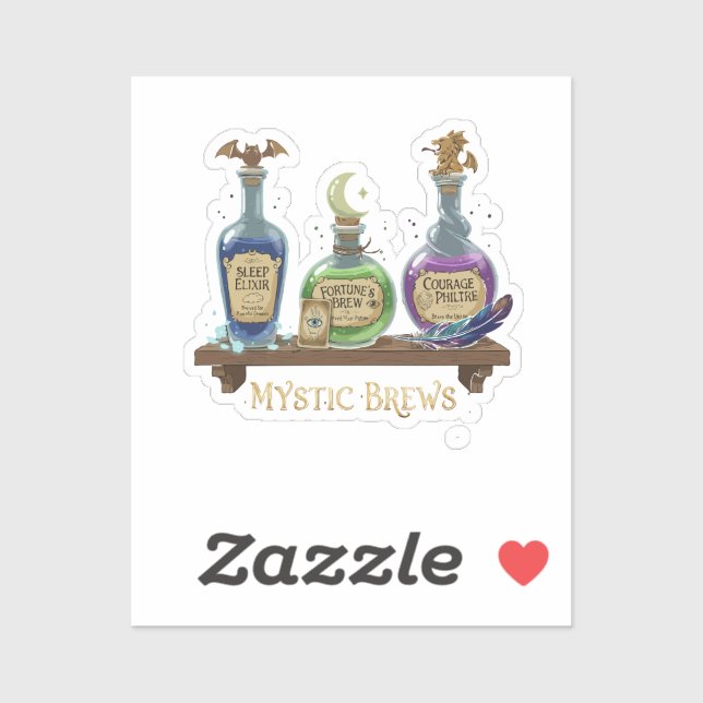 Sticker Mystic Brews | Potions et Élixirs Fantaisistes de  (Feuille)
