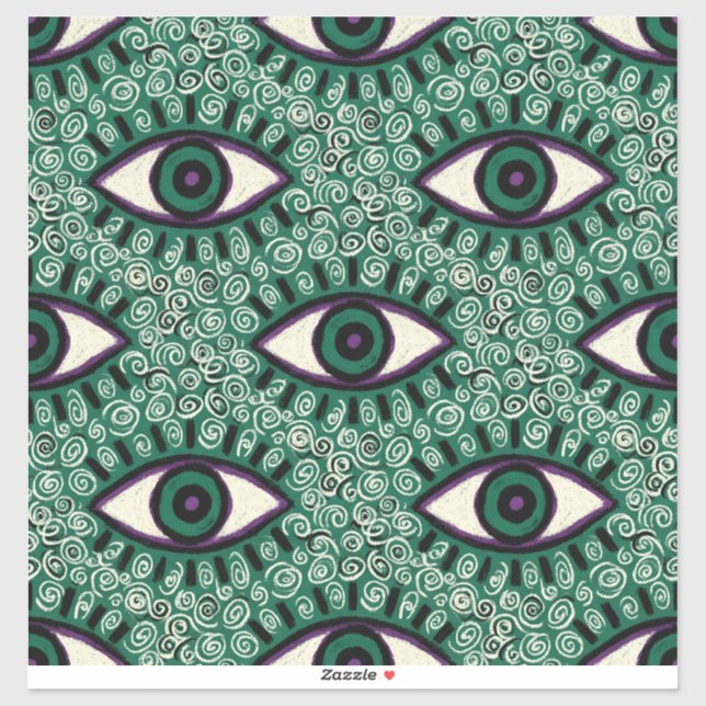 Sticker "Mystic Emerald Eyes" - Psychedelic Swirl Seamless (Feuille)