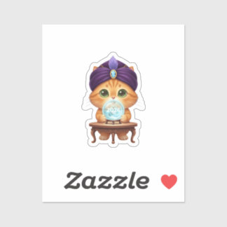 Sticker Mystical Fortune Teller Cat Crystal Ball New Year