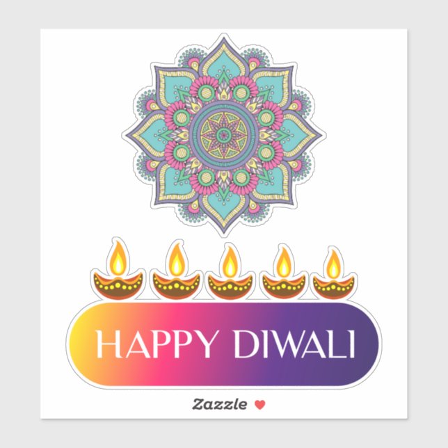 Sticker n° 5. Joyeux Diwali, la fête des lumières de l'Ind (Feuille)