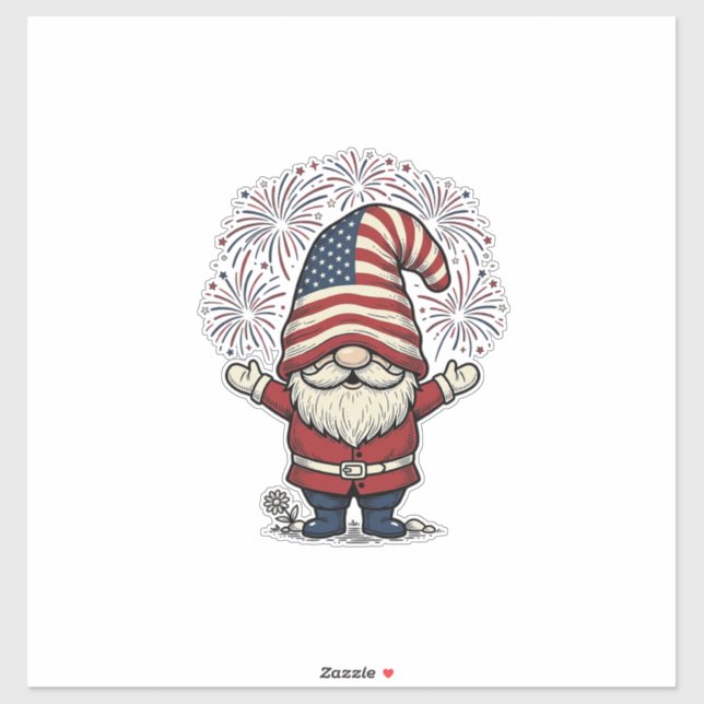 Sticker Nain Patriote Feux d'Artifice Conception Vectoriel (Feuille)