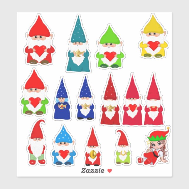 Sticker Nains de Noël assortis (Feuille)