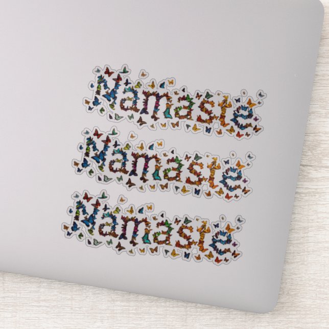 Sticker Namaste Butterflies -Colorful Graphic 3pc Yoga Art (Détail)