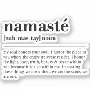 Sticker Namaste Définition Yoga Moderne Méditation Minimal