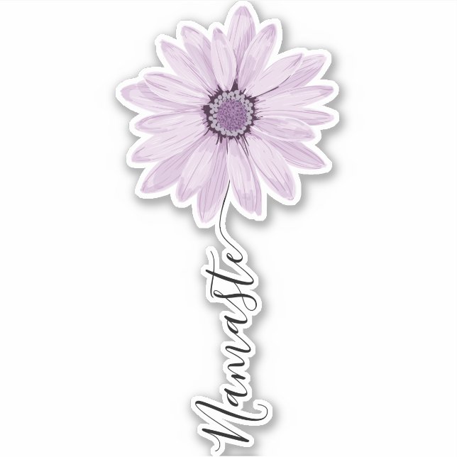 Sticker Namaste Script Lilac Daisy Flower Stem (Devant)