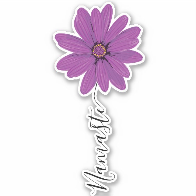Sticker Namaste Script Purple Flower Stem (Devant)