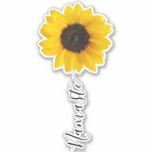 Sticker Namaste Script Sunflower Stem