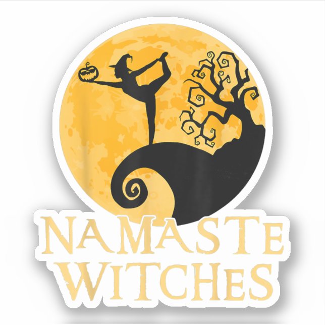 Sticker Namaste Witches Shirt - Halloween Yoga T-shirt (Devant)