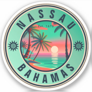 Sticker Nassau Bahamas Retro Sunset voyage Souvenir 1950