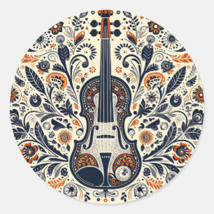Sticker national pour violon avec art populaire