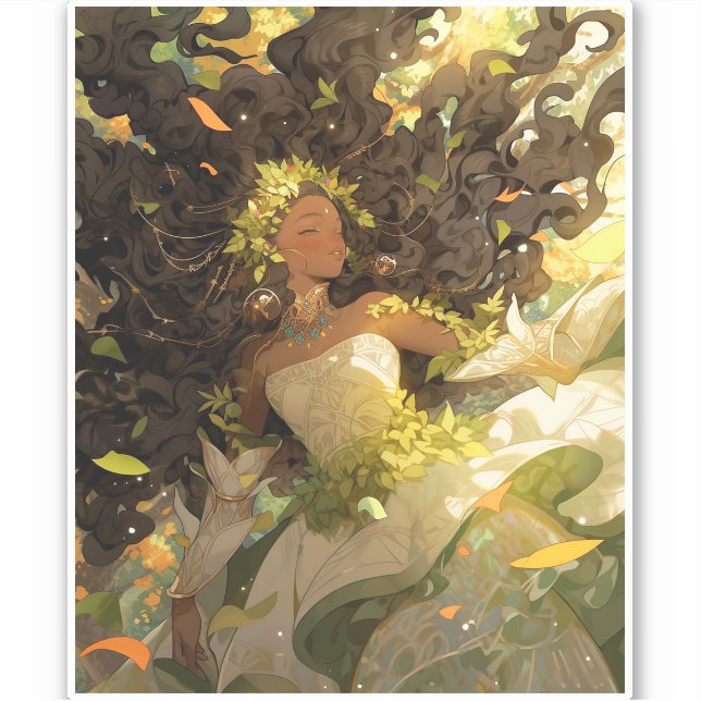 Sticker Nature Déesse Imaginaire afro-américain Art (Devant)